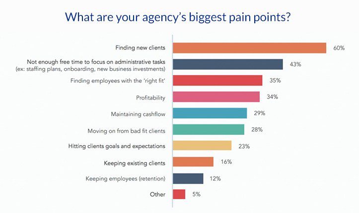 Bar chart of agency pain points percentages.