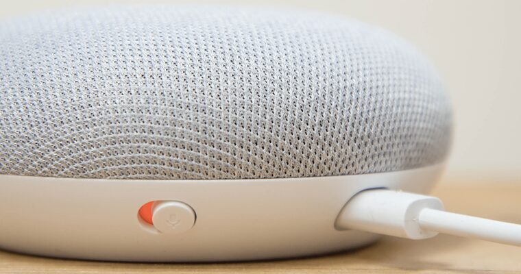 Smart speaker with power cable connected.